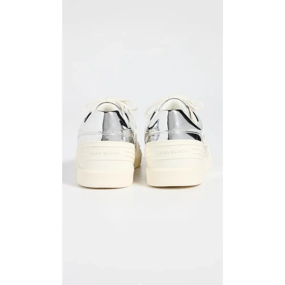 TORY BURCH WOMEN'S CLOVER COURT SNEAKERS, SILVER, 7.5 MEDIUM US